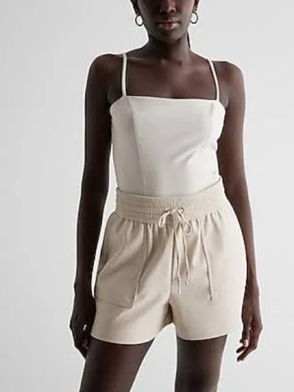 Express Body Contour Faux Leather Cami Bodysuit